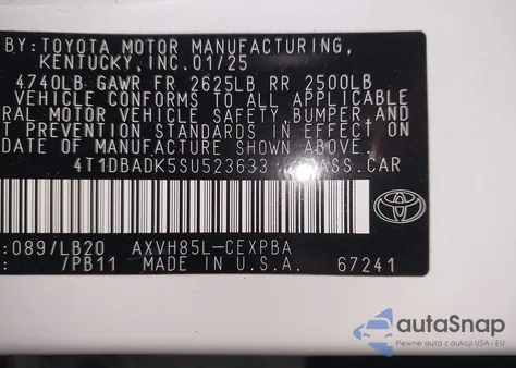 2025 Toyota Camry Xse from USA, damaged, VIN 4T1DBADK5SU523633